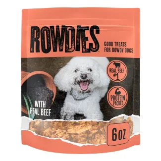 Rowdies dog treats with real beef