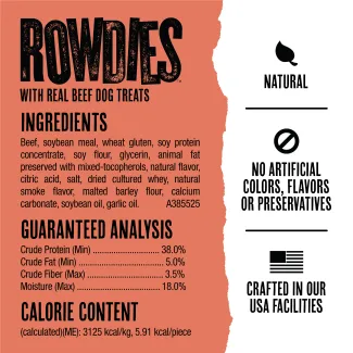 Rowdies With Real Beef Dog Treats Ingredients