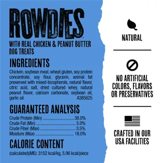 Rowdies With Real Chicken &amp; Peanut Butter Dog Treats ingredients