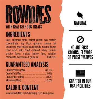 Rowdies With Real Beef Dog Treats Ingredients