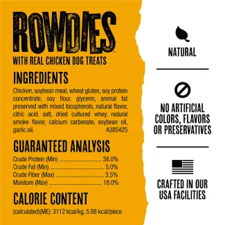 Rowdies With Real Chicken Dog Treats ingredients